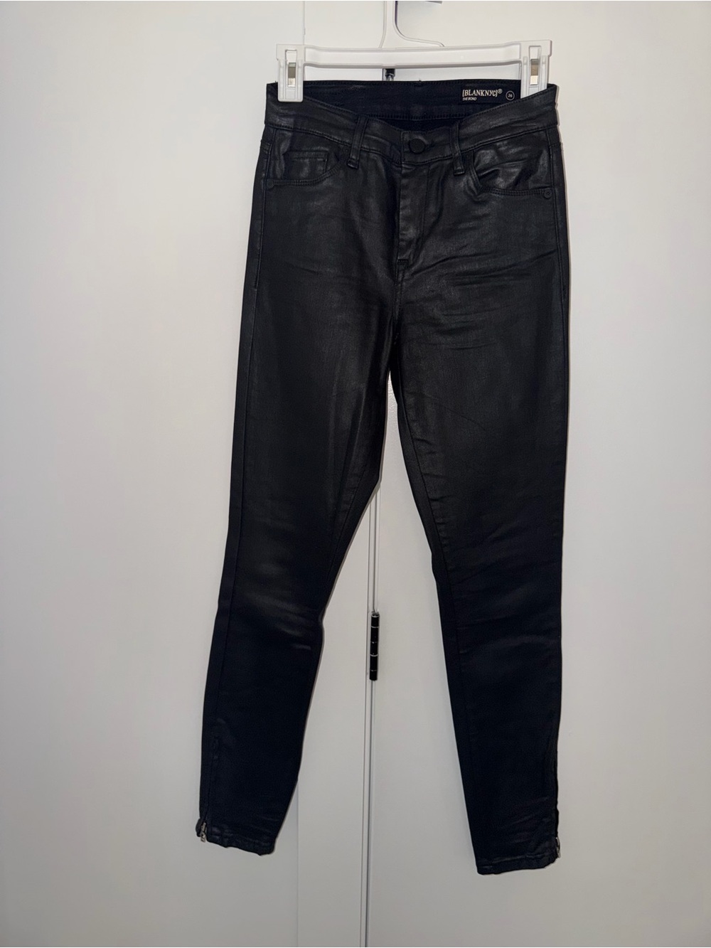 Blank NYC Black Coated Skinny Pants